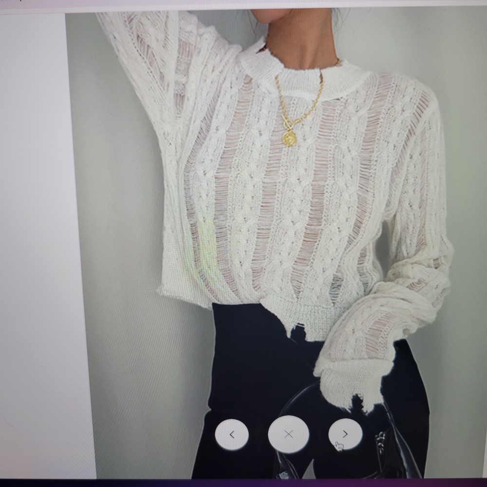 Commense White Cable Knit Sweater - Picture 4 of 7